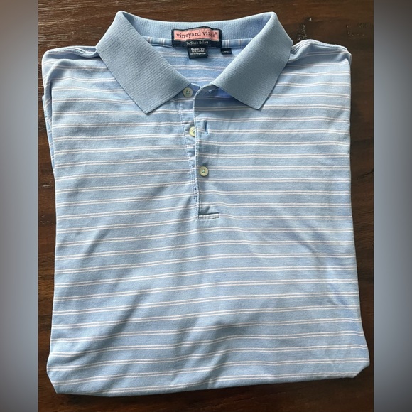 Vineyard vines blue and pink striped golf polo XL ( 2 extremely small flaws ) - Picture 1 of 11